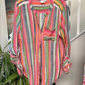 Colorful Striped Button-Up Shirt